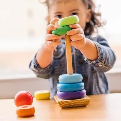 Jouet en Bois - WoodenToys™ - Tour arc - en - ciel - Merveilles pour bébés